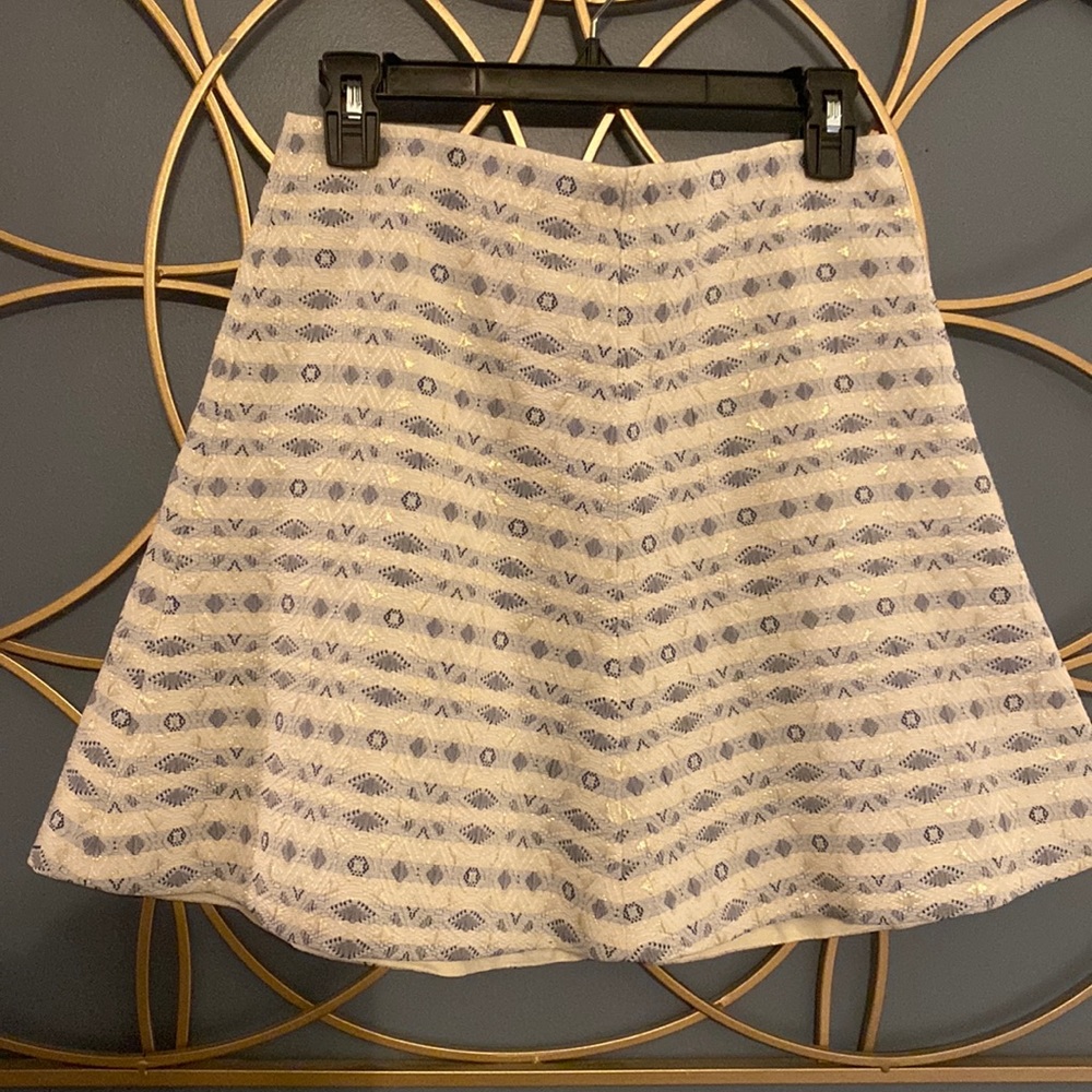 J crew blue cream and gold skirt